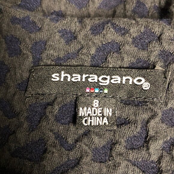 Sharagano Dress Womens Size 8 Textured Knit Gray Blue Fitted Office Cocktail - Picture 6 of 9